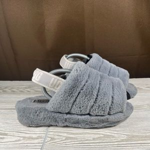 UGG Womens Fluff Yeah Slide Sheepskin Gray Slippers Womens 9